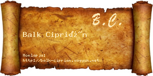 Balk Ciprián névjegykártya